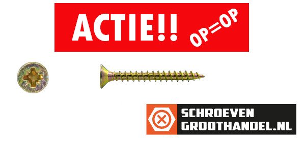 Spaanplaatschroeven 3x30mm geel verzinkt platkop pozidriv-1 200 stuks