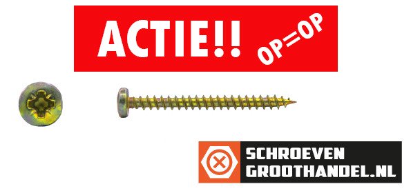 Spaanplaatschroeven 5x40mm geel verzinkt rondkop pozidriv-2 200 stuks