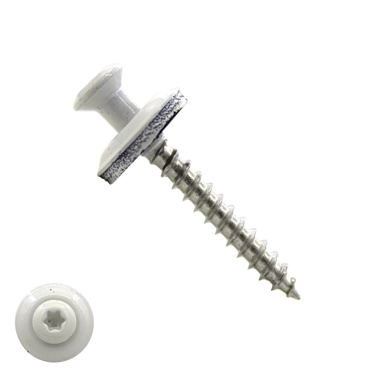 Spenglerschroeven 4,5x35mm RVS A2 RAL9010 Zuiver wit lenskop TORX-20 200 stuks