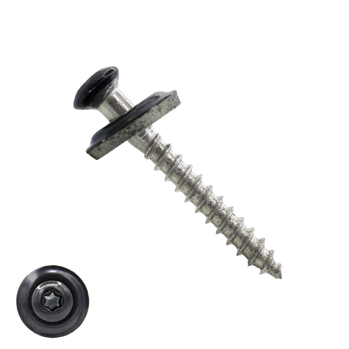 Spenglerschroeven 4,5x45mm RVS A2 RAL9005 Gitzwart lenskop TORX-20 200 stuks