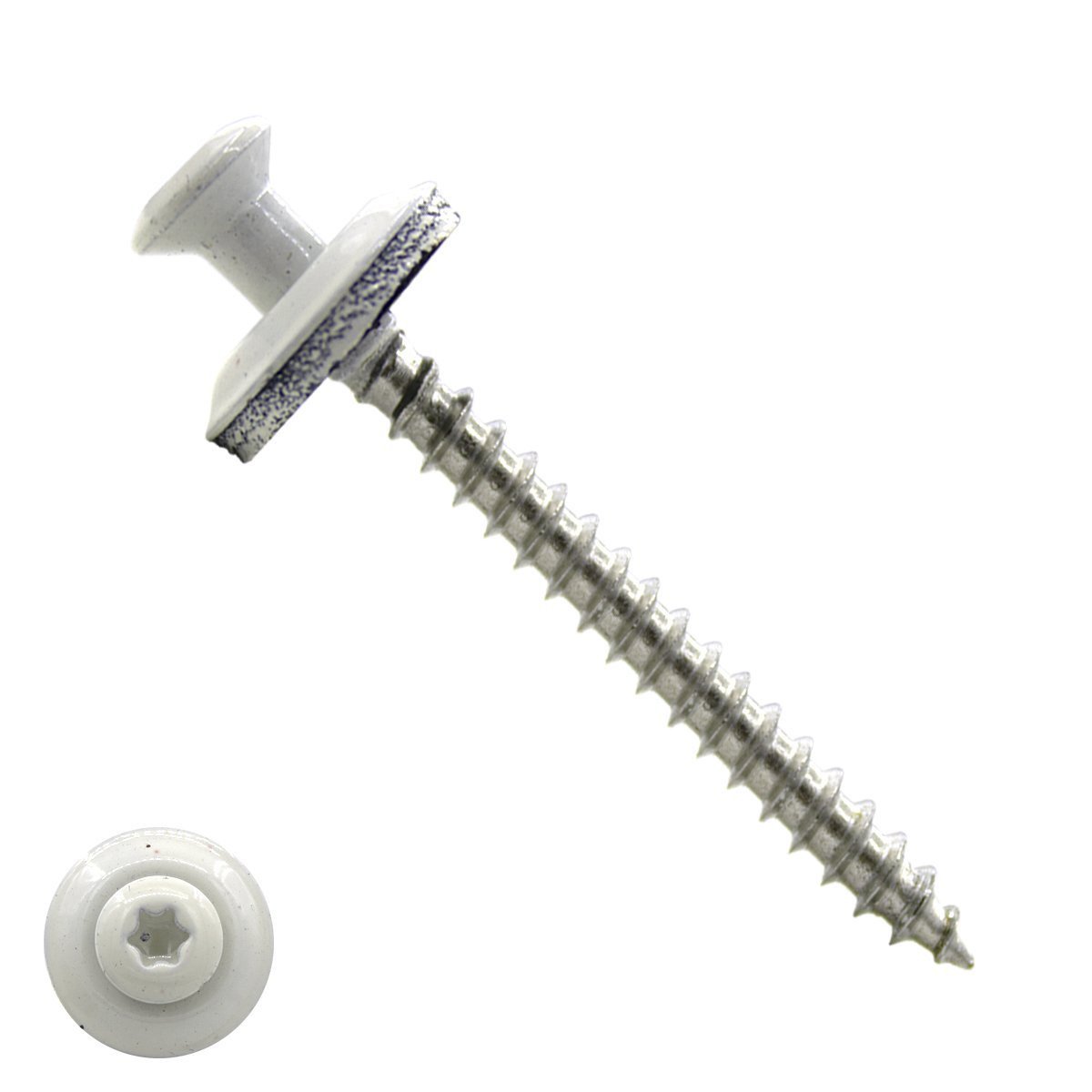 Spenglerschroeven 4,5x80mm RVS A2 RAL9010 Zuiver wit lenskop TORX-20 200 stuks