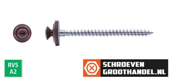 Spenglerschroeven 4,5x120mm RVS A2 RAL3009 Oxyderood lenskop TORX-20 100 stuks