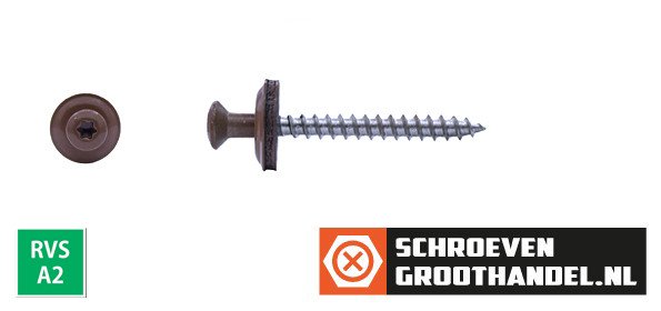 Spenglerschroeven 4,5x60mm RVS A2 RAL8004 Koperbruin lenskop TORX-20 200 stuks