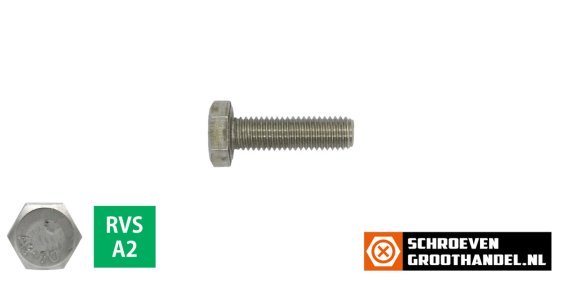 Tapbouten M4 x 8mm RVS A2 DIN933 200 stuks