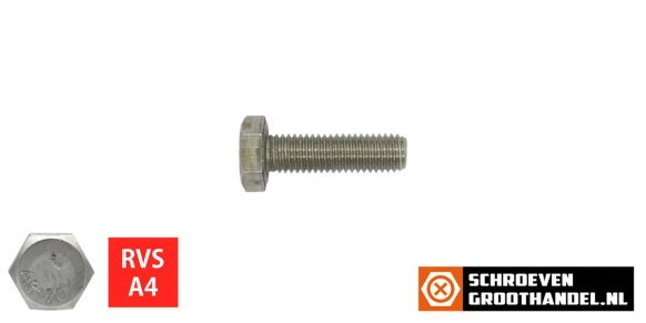 Tapbouten M4 x 12mm RVS A4 DIN933 200 stuks