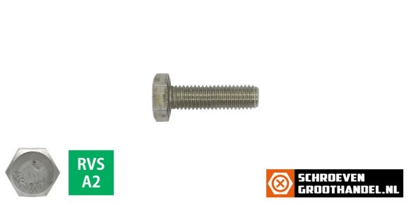 Tapbouten M5 x 8mm RVS A2 DIN933 200 stuks