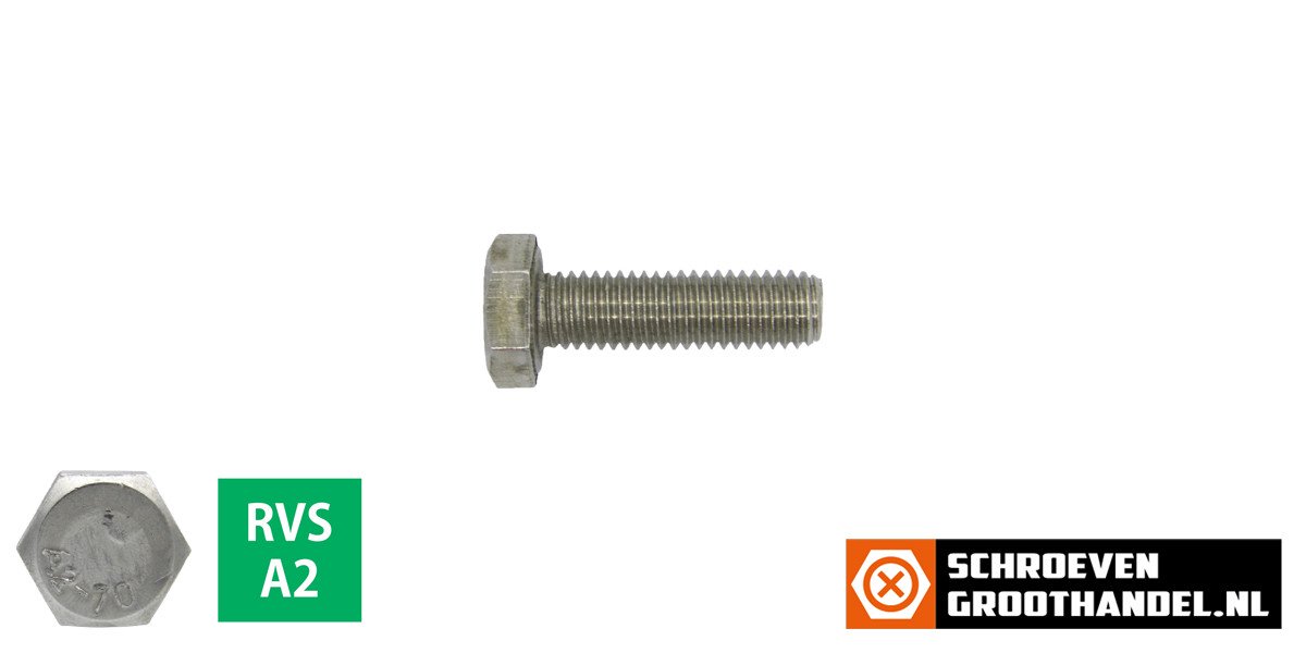 Tapbouten M3 x 16mm RVS A2 DIN933 200 stuks