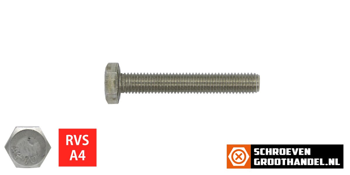 Tapbouten M6 x 60mm RVS A4 DIN933 100 stuks