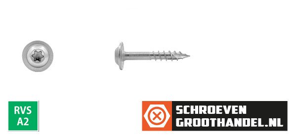 Tellerkopschroeven 4,5x35/24mm RVS A2 discuskop TORX-20 200 stuks
