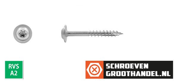 Tellerkopschroeven 4,5x40/24mm RVS A2 discuskop TORX-20 200 stuks