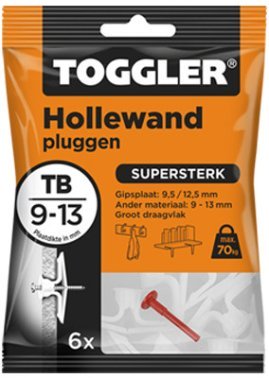 Toggler hollewandpluggen TB 9-13 mm 6 stuks