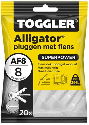 Toggler Alligator pluggen met flens AF8 20 stuks