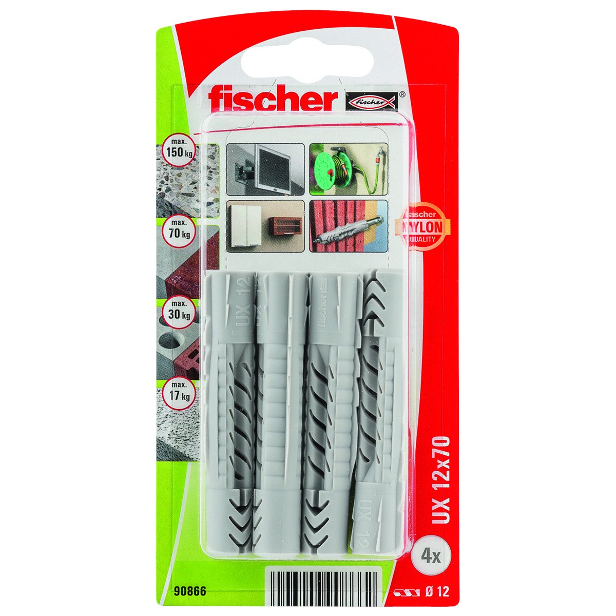 Universeelpluggen UX12x70 4 stuks