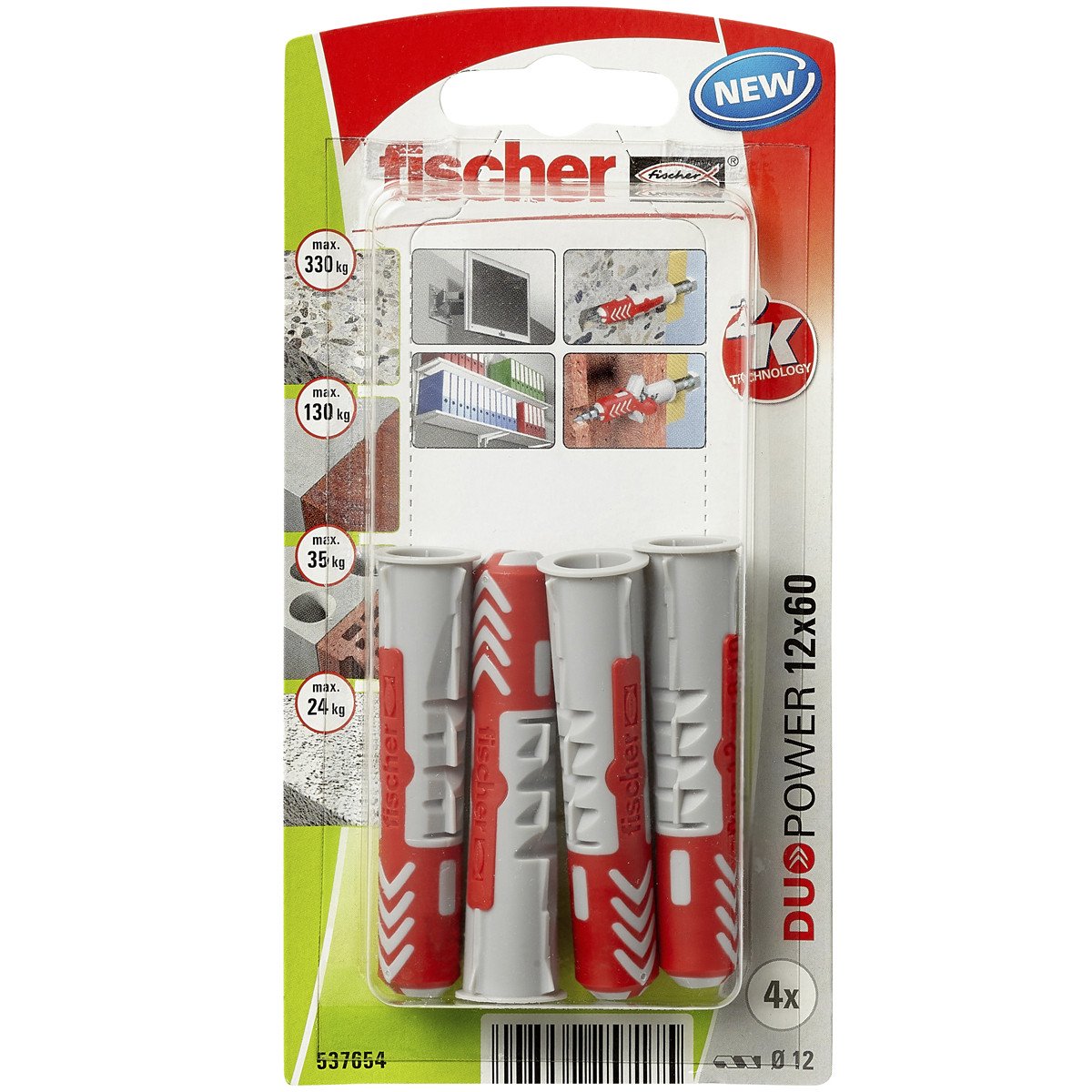 Fischer Duopower pluggen 12x60mm 4 stuks