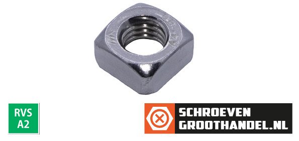 Vierkantmoeren M5 DIN557 RVS A2 200 stuks