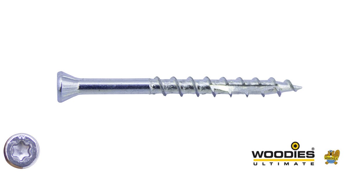 Woodies  glaslatschroef verzinkt TORX-10 platkop 3,5x40/26 deeldraad 200 stuks
