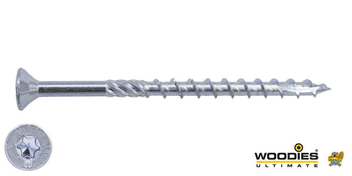 Woodies schroeven verzinkt TORX-40 platkop 8x80/50mm deeldraad 50 stuks