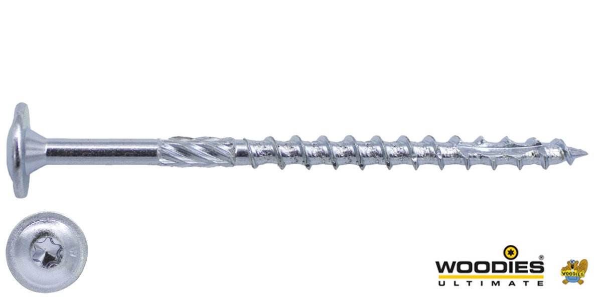 Woodies Tellerkopschroeven TORX verzinkt 10x360/80mm deeldraad 25 stuks