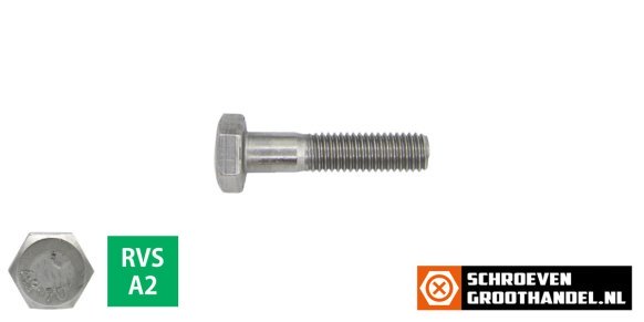 Zeskantbouten M5 x 30mm RVS A2 DIN931 200 stuks