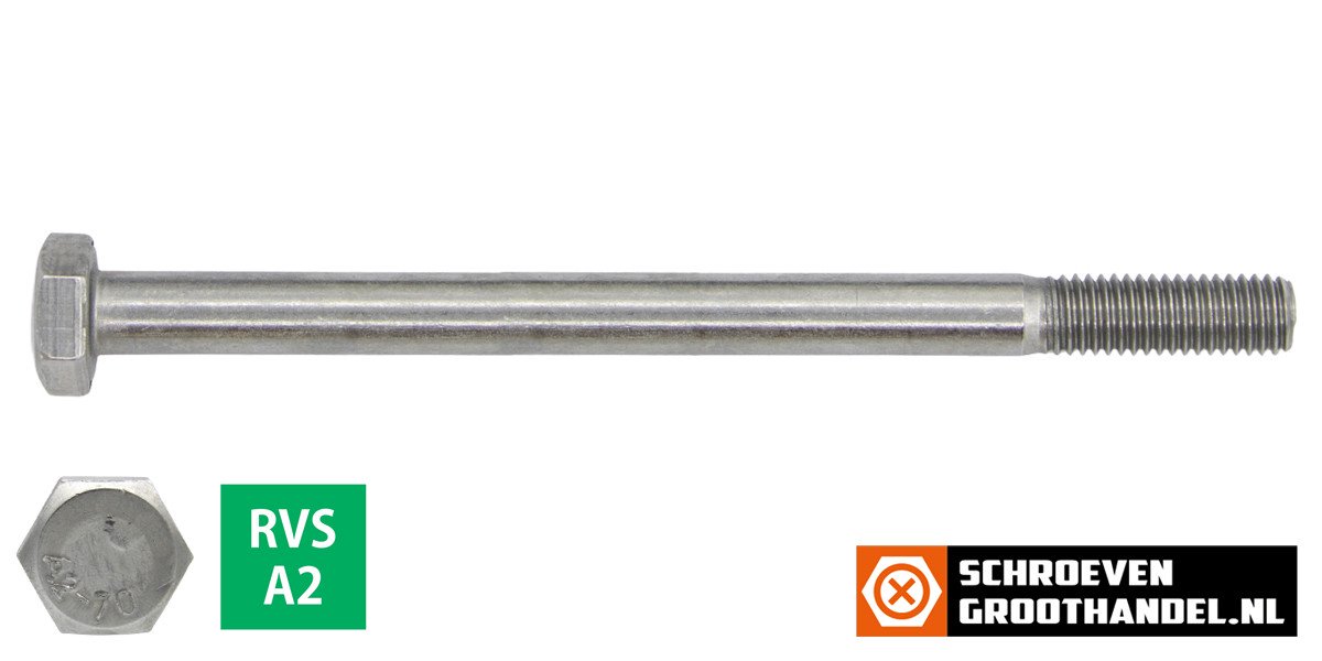 Zeskantbouten M16 x 140mm RVS A2 DIN931 25 stuks