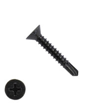 Boorschroeven zwart verzinkt 4,2x38mm platkop philips DIN 7504-P 200 stuks
