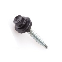 Profielplaatschroef Zelfborend verzinkt 4,8x35mm Alu ring 14mm Gitzwart 200 stuks