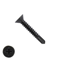 Boorschroeven zwart verzinkt 4,2x25mm platkop philips DIN 7504-P 200 stuks