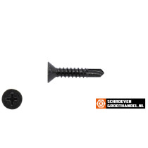 Boorschroeven zwart verzinkt 4,2x16mm platkop philips DIN 7504-P 200 stuks