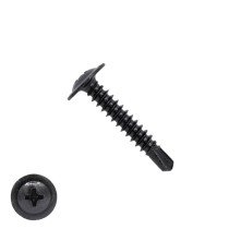 Boorschroeven zwart verzinkt 4,2x25mm flenskop philips DIN 7504-P 200 stuks