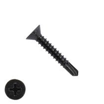 Boorschroeven zwart verzinkt 4,2x25mm platkop philips DIN 7504-P 200 stuks