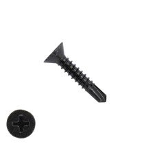 Boorschroeven zwart verzinkt 4,8x19mm platkop philips DIN 7504-P 200 stuks