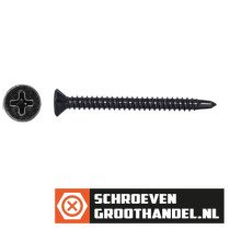 Boorschroeven zwart verzinkt 4,8x50mm platkop philips DIN 7504-P 200 stuks