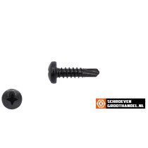 Boorschroeven zwart verzinkt 4,2x19mm cilinderkop philips DIN 7504-N 200 stuks