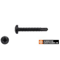 Boorschroeven zwart verzinkt 4,2x38mm cilinderkop philips DIN 7504-N 200 stuks
