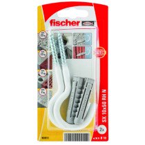 Fischer pluggen SX 10x50 RH N met witte nylon ronde haken 7x105mm 2 stuks