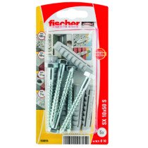 Fischer pluggen SX 10x50 S met houtdraadbouten 7x65mm 5 stuks