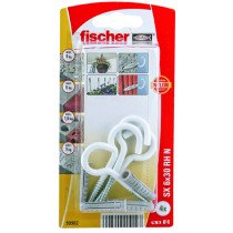 Fischer pluggen SX 6x30 RH N met witte ronde haken 4x65mm 4 stuks