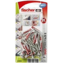 Fischer Duopower pluggen 5x25 S K met schroeven 18 stuks