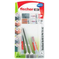 Fischer DuoSeal pluggen 8x48 S PH TX A2 met RVS bolkopschroeven 2 stuks