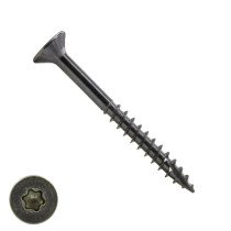 Houtbouwschroeven 5x50/30mm RVS 410 C1 platkop TORX-25 deeldraad met Snijpunt 200 stuks