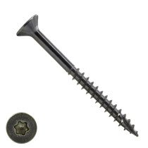 Houtbouwschroeven 6x80/48mm RVS 410 C1 platkop TORX-25 deeldraad met Snijpunt 100 stuks