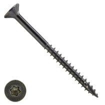 Houtbouwschroeven 8x160/80mm RVS 410 C1 platkop TORX-40 deeldraad met Snijpunt 100 stuks
