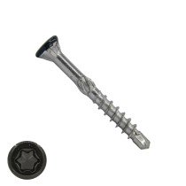 Houtbouwschroeven CSK zelfborend 4,0x40/24 mm RVS C1 zwart RAL9005 freeskop TORX-15 200 stuks