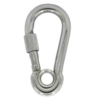 Karabijnhaak met oog en borgsluiting 8x80mm RVS A4 ART8232 1 stuk