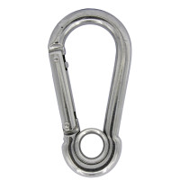 Karabijnhaak met oog en grote sluiting 8x80mm RVS A4 1 stuk