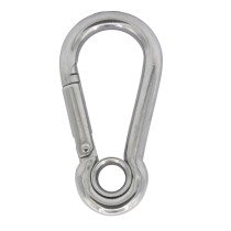 Karabijnhaak met oog 10x100mm RVS A4 1 stuk
