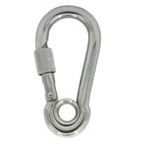 Karabijnhaak met oog en borgsluiting 10x100mm RVS A4 ART8232 1 stuk