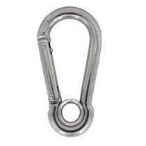 Karabijnhaak met oog en grote sluiting 8x80mm RVS A4 1 stuk