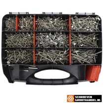 Assortimentskoffer hout-spaanplaatschroeven platkop RVS A2 TORX 1454-delig