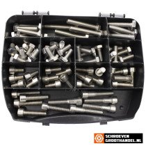 Assortimentskoffer tap-binnenzeskantbouten DIN933-DIN912 M10 rvs A4 (AISI-316) 75-delig